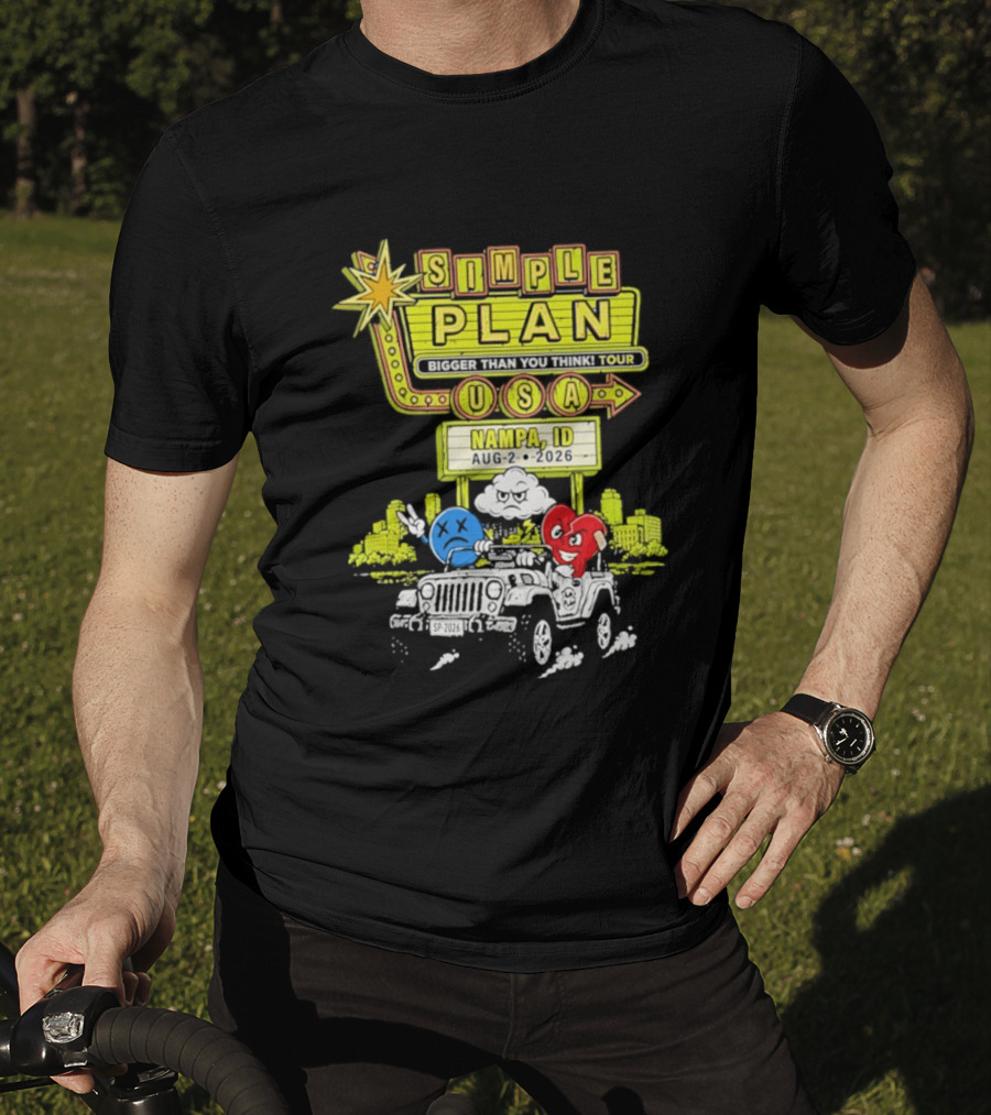 Simple Plan Bigger Than You Think Tour Nampa ID USA August 2 2026 T-Shirt
