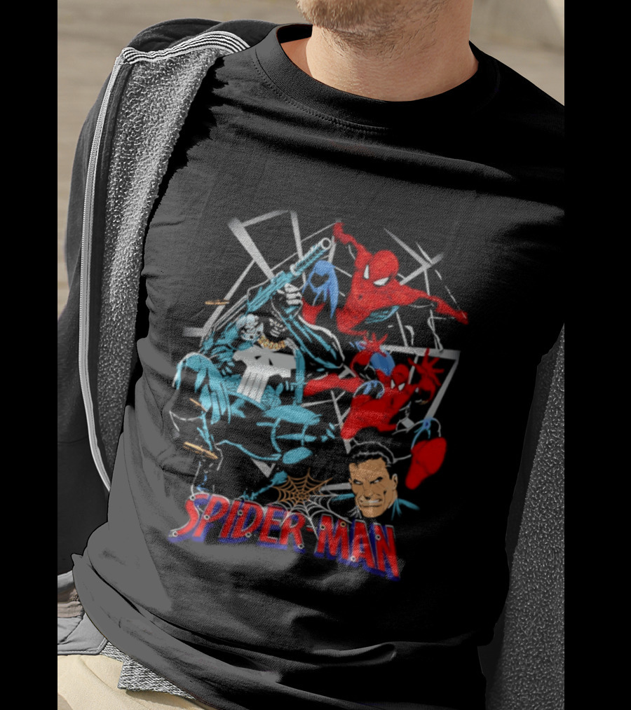 Spider Man Punisher Marvel Comics Crossover Action T-Shirt