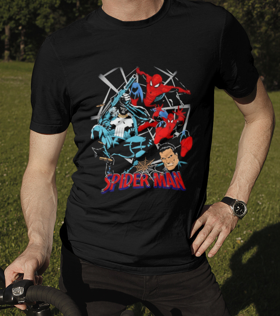 Spider Man Punisher Marvel Comics Crossover Action T-Shirt