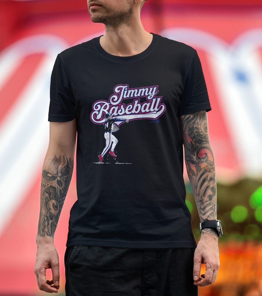 Jimmy Baseball Vintage Style Player Swinging Bat T-Shirt