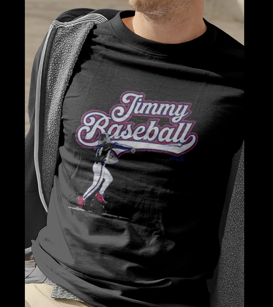 Jimmy Baseball Vintage Style Player Swinging Bat T-Shirt