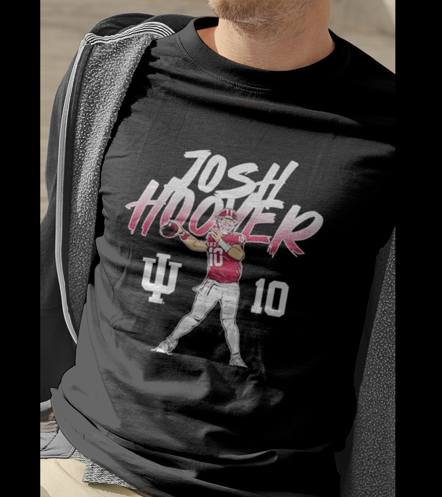 Josh Hoover 10 Indiana Football IU Hoosiers Quarterback Pose T-Shirt