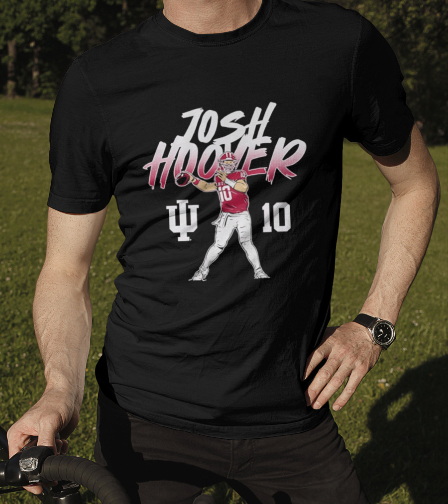 Josh Hoover 10 Indiana Football IU Hoosiers Quarterback Pose T-Shirt