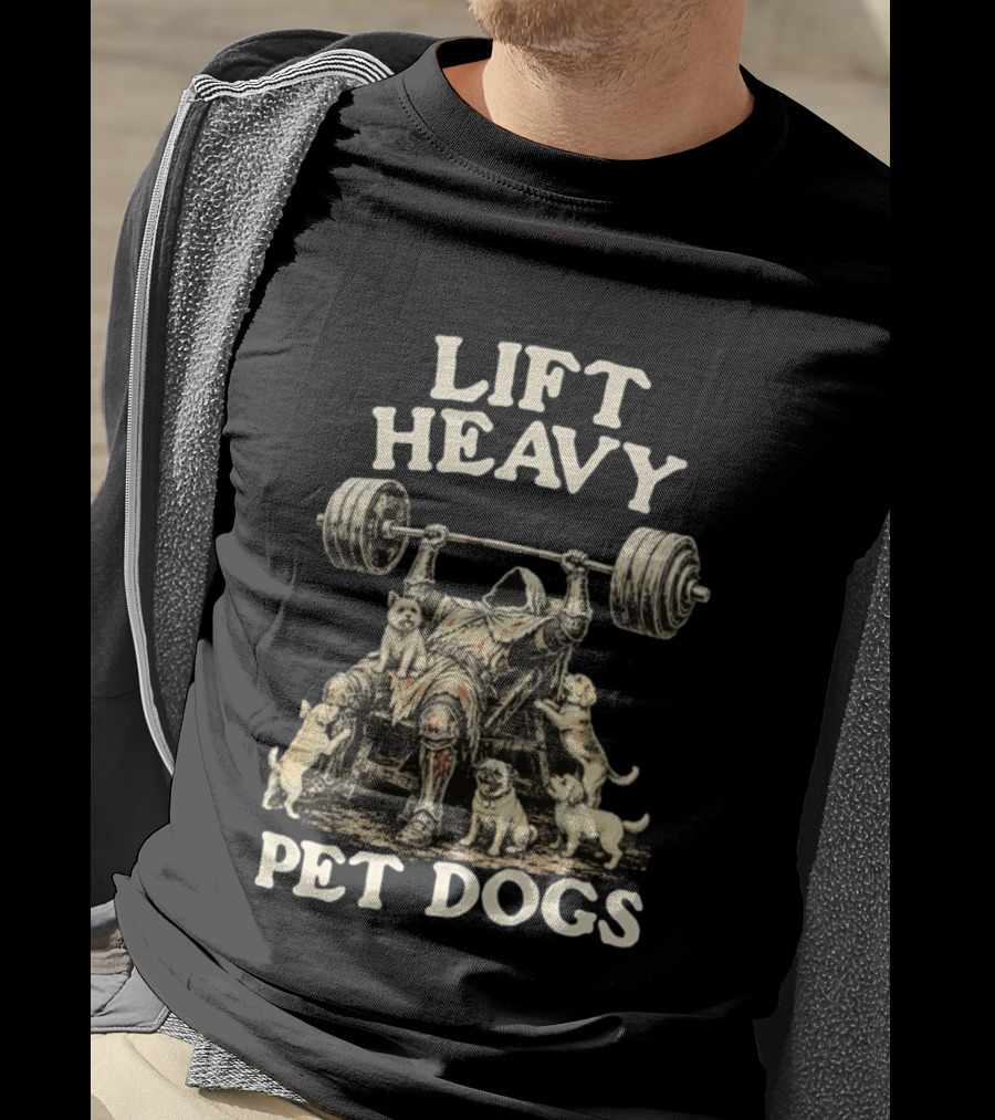 Lift Heavy Pet Dogs Medieval Weightlifting Knight With Puppies T-Shirt