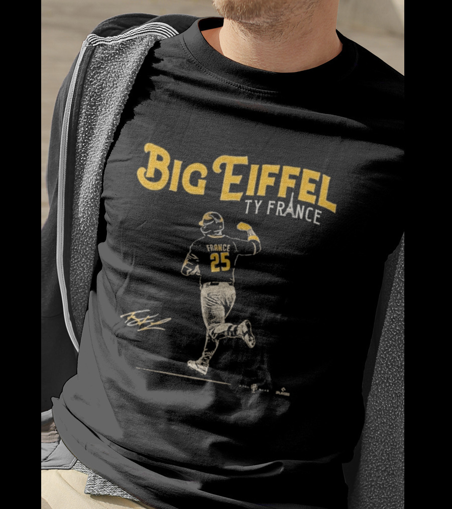 Big Eiffel Ty France 25 Baseball Player T-Shirt