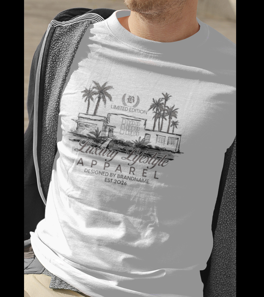 Luxury Lifestyle Apparel Limited Edition Brandname Est 2026 Palm Trees T-Shirt