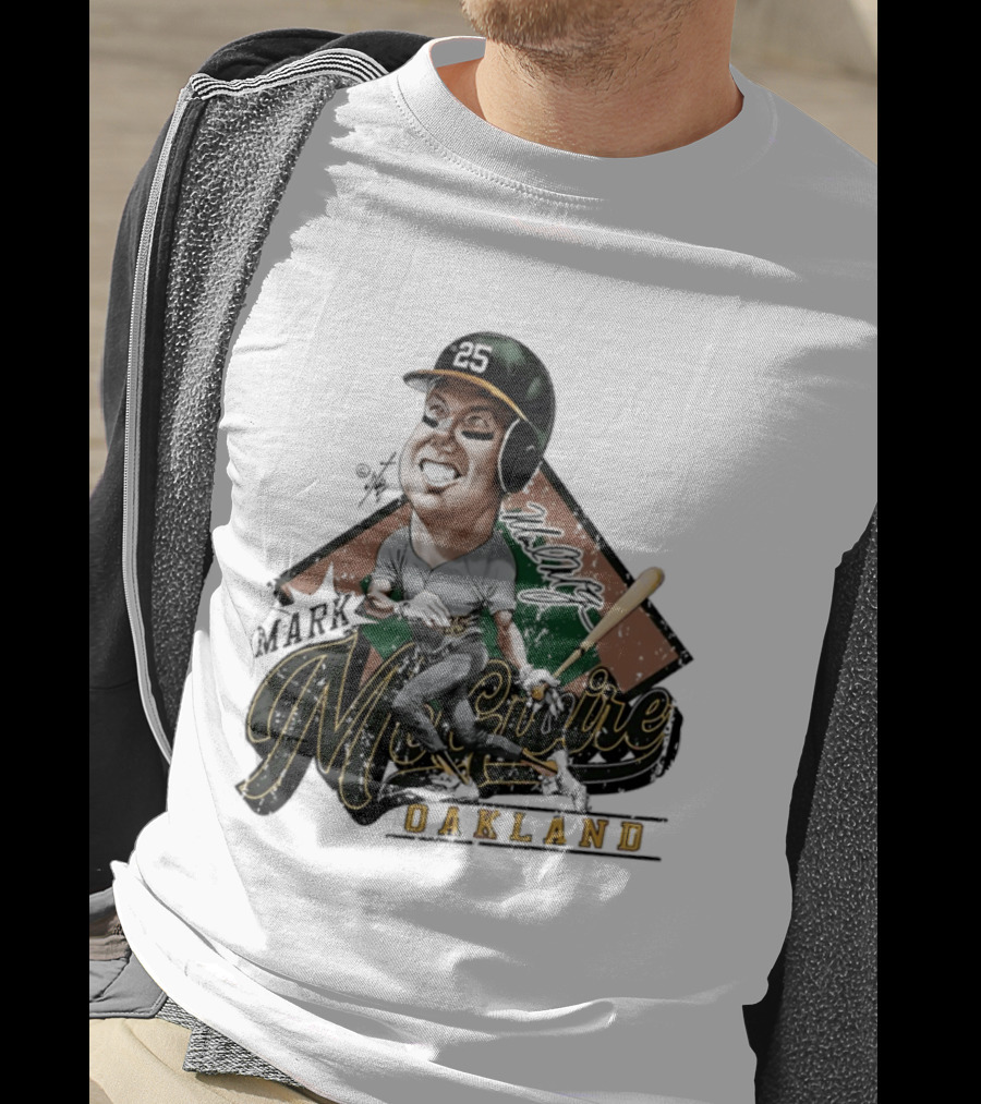 Mark McGwire Oakland Athletics Baseball Caricature Bruce Stark T-Shirt