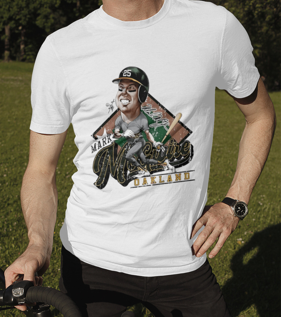 Mark McGwire Oakland Athletics Baseball Caricature Bruce Stark T-Shirt