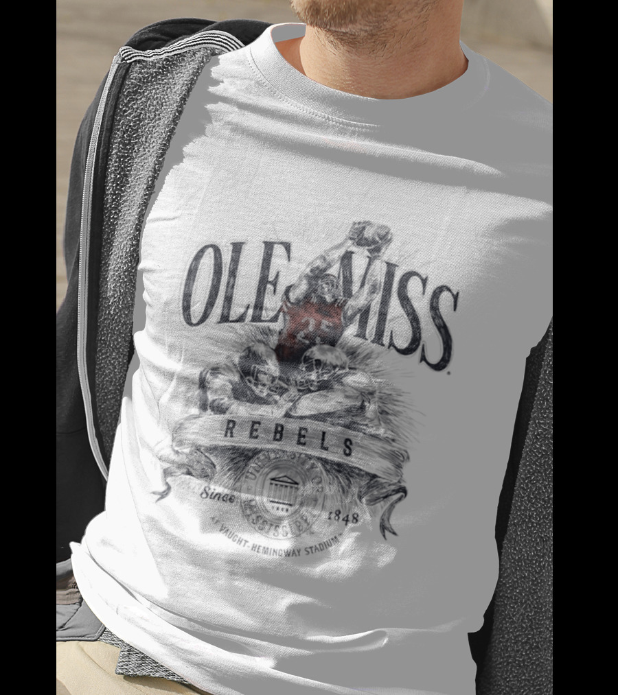 Ole Miss Rebels 1848 Gridiron Hero Vaught Hemingway Stadium T-Shirt
