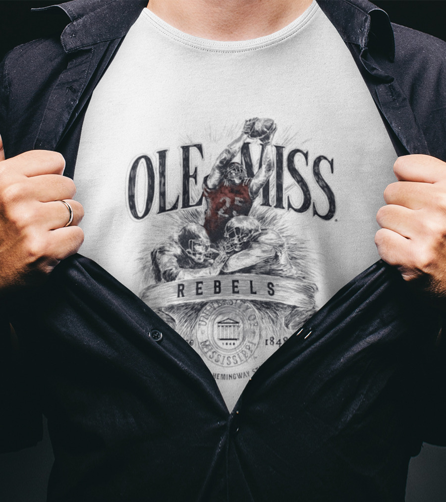 Ole Miss Rebels 1848 Gridiron Hero Vaught Hemingway Stadium T-Shirt