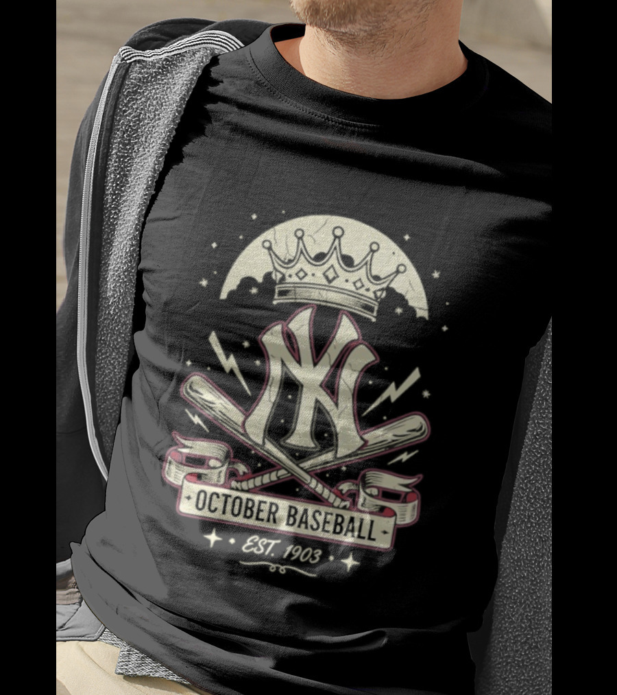 New York Yankees October Baseball Retro Emblem Est 1903 T-Shirt