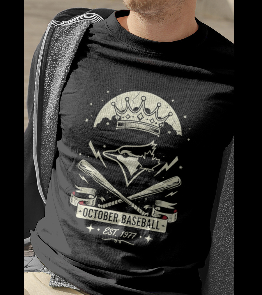 Toronto Blue Jays October Baseball 1977 Established Vintage Moon Bat Cross Canada Leaf T-Shirt