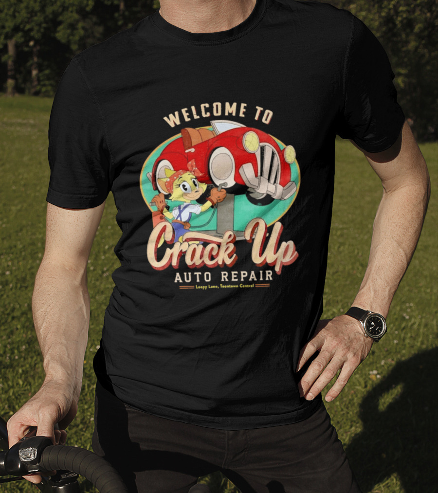 Welcome To Crack Up Auto Repair Happy Lane Towtown Cougars T-Shirt