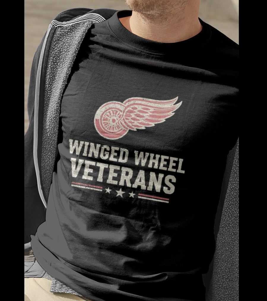 Winged Wheel Veterans Detroit Red Wings Three Stars T-Shirt