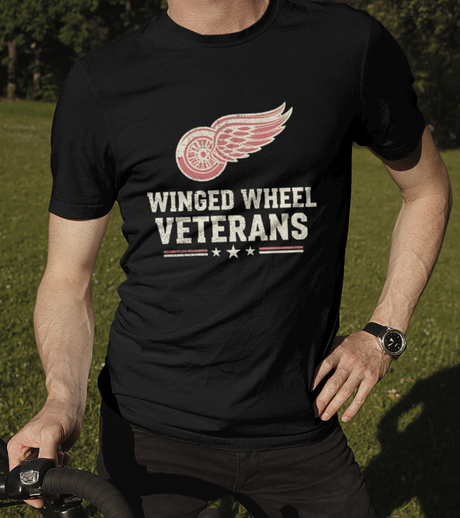 Winged Wheel Veterans Detroit Red Wings Three Stars T-Shirt