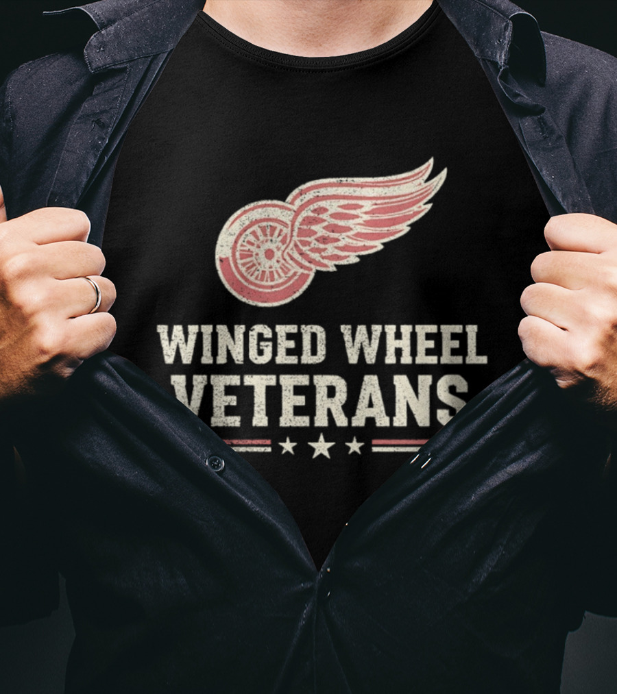 Winged Wheel Veterans Detroit Red Wings Three Stars T-Shirt