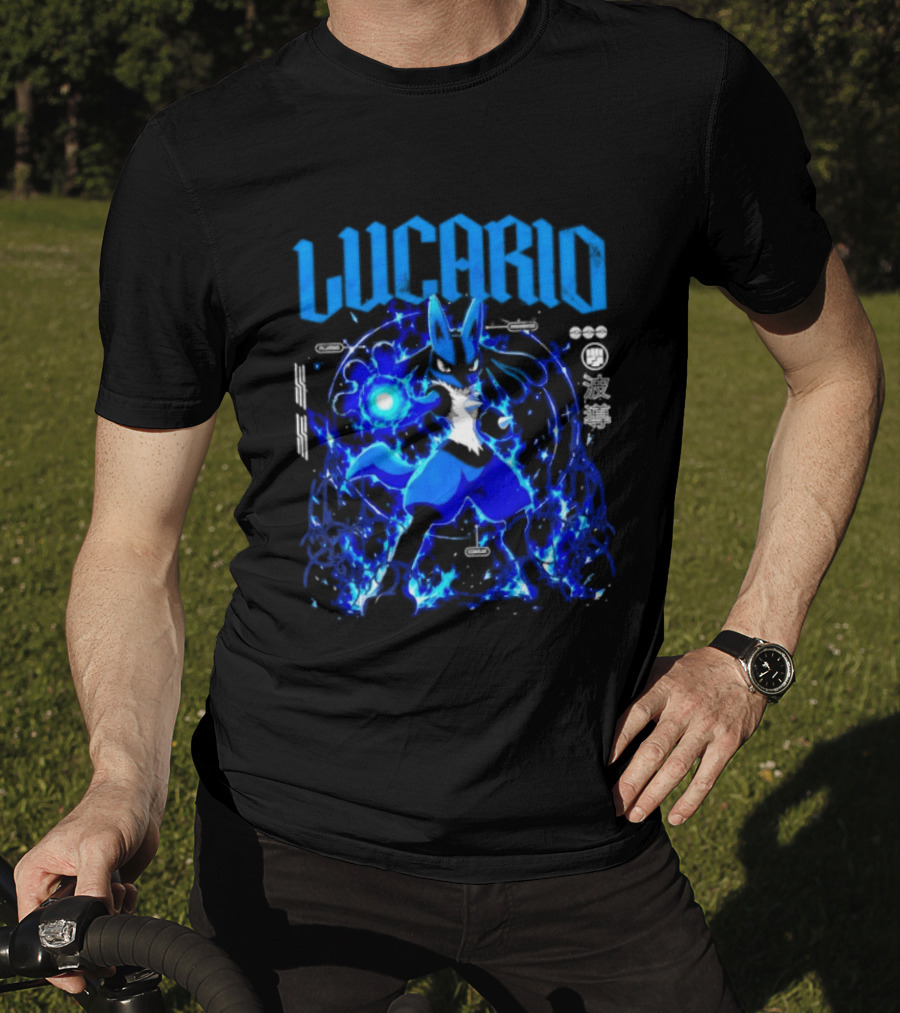 Lucario Fighting Awakened Combat Pokemon Aura Sphere Power T-Shirt