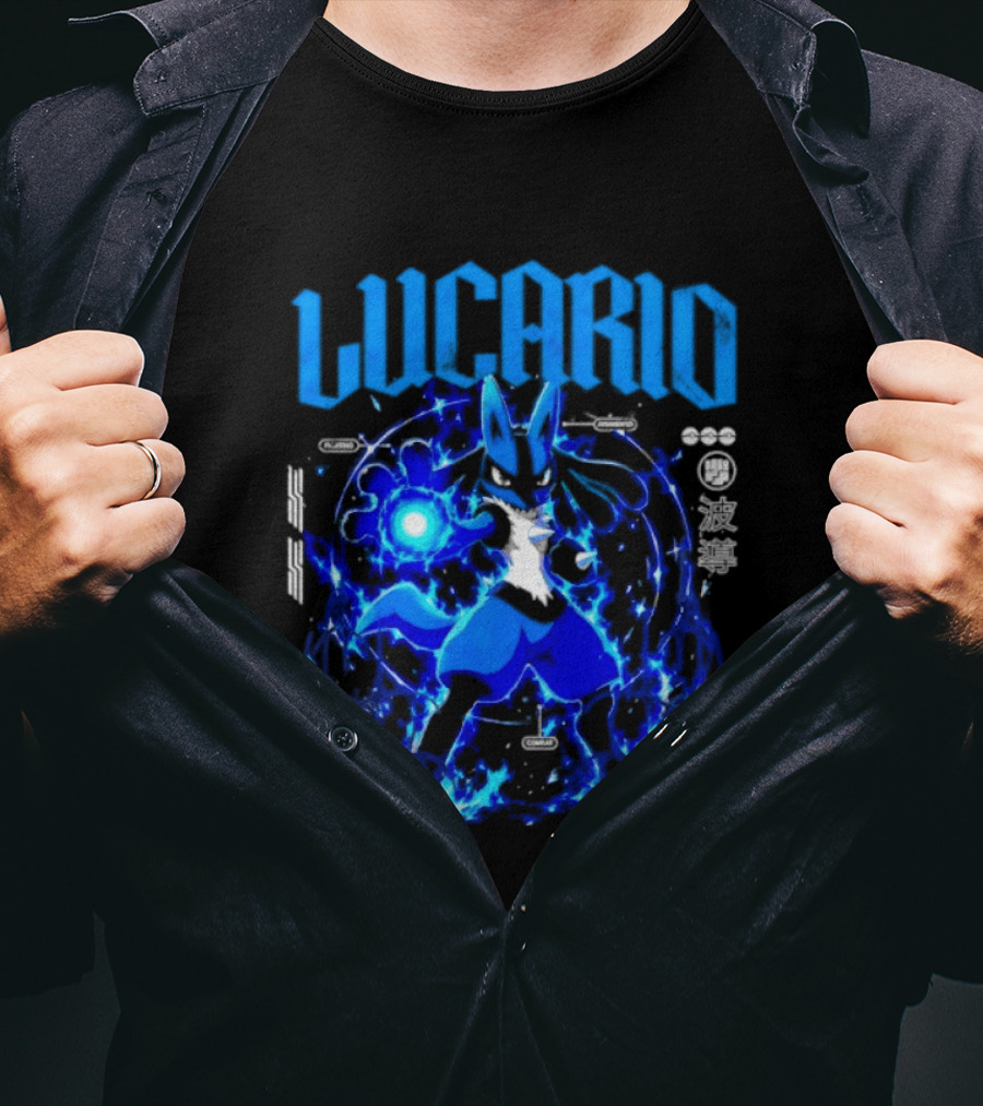 Lucario Fighting Awakened Combat Pokemon Aura Sphere Power T-Shirt