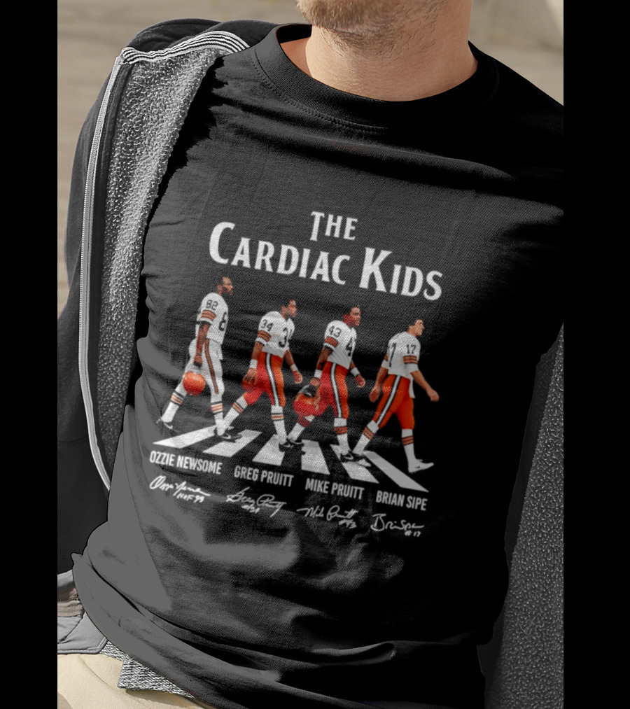 The Cardiac Kids Cleveland Browns Ozzie Newsome Greg Pruitt Mike Pruitt Brian Sipe Signatures T-Shirt