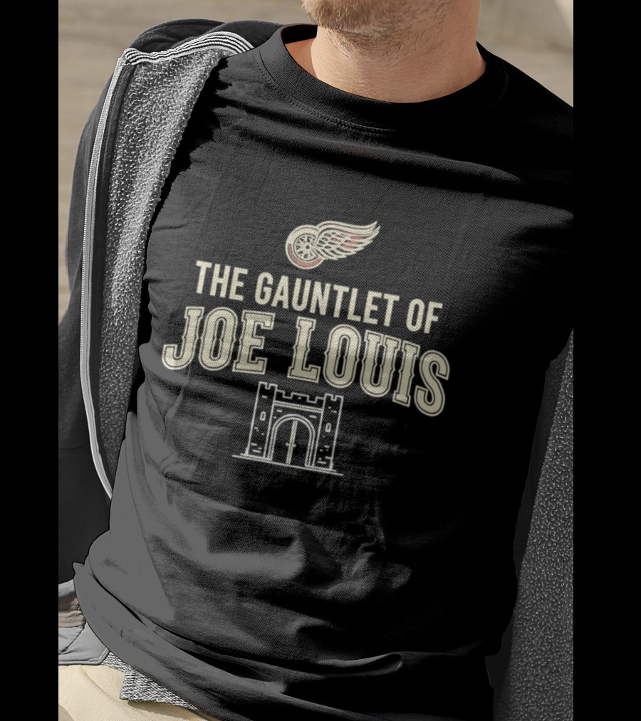 The Gauntlet Of Joe Louis Detroit Red Wings Winged Wheel Archway T-Shirt