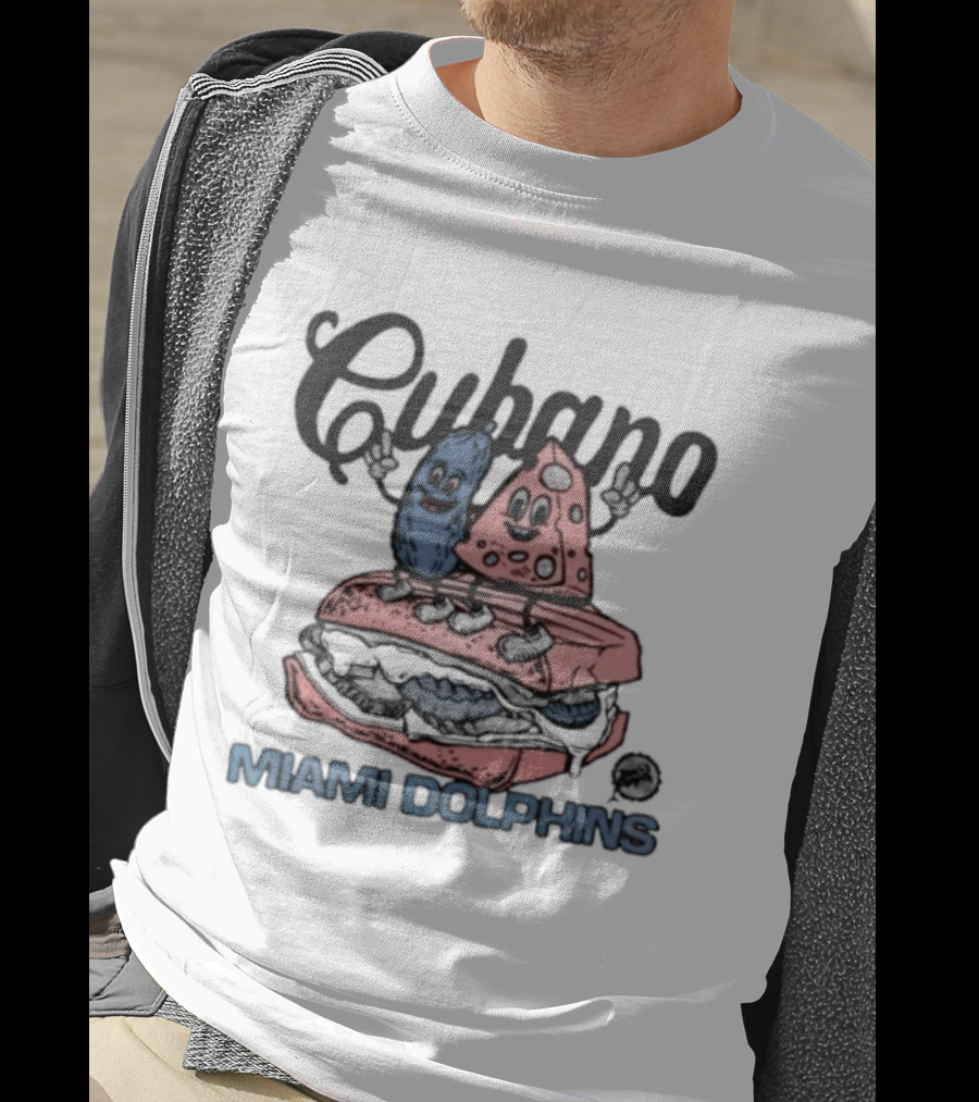 Cubano Miami Dolphins Sandwich And Characters T-Shirt