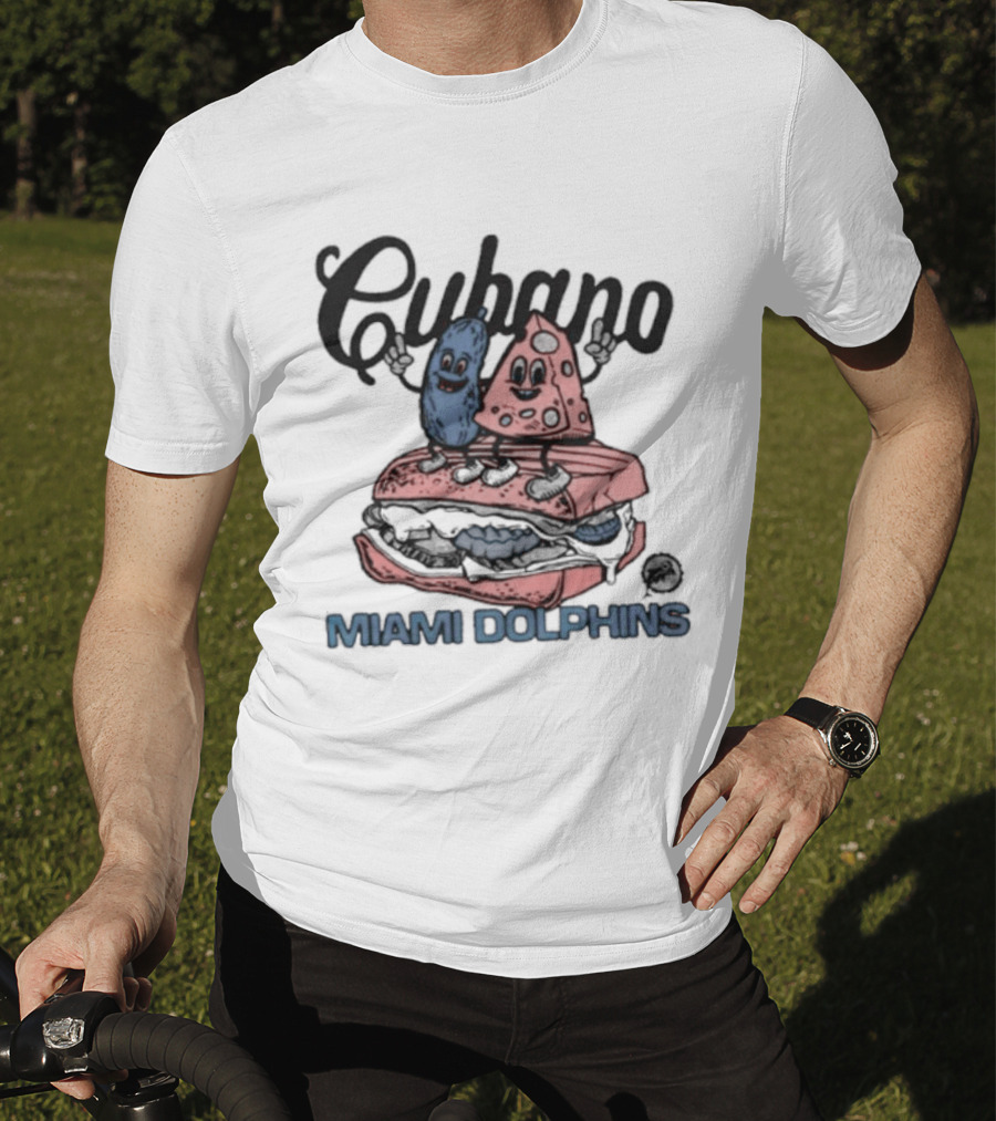 Cubano Miami Dolphins Sandwich And Characters T-Shirt