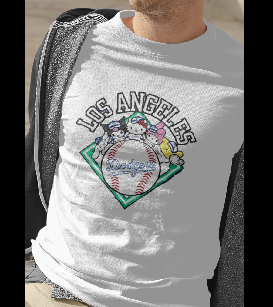 Los Angeles Dodgers Hello Kitty Friends Night Characters T-Shirt