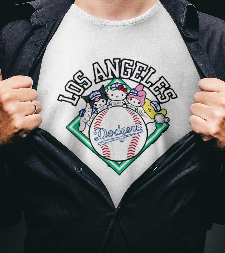 Los Angeles Dodgers Hello Kitty Friends Night Characters T-Shirt