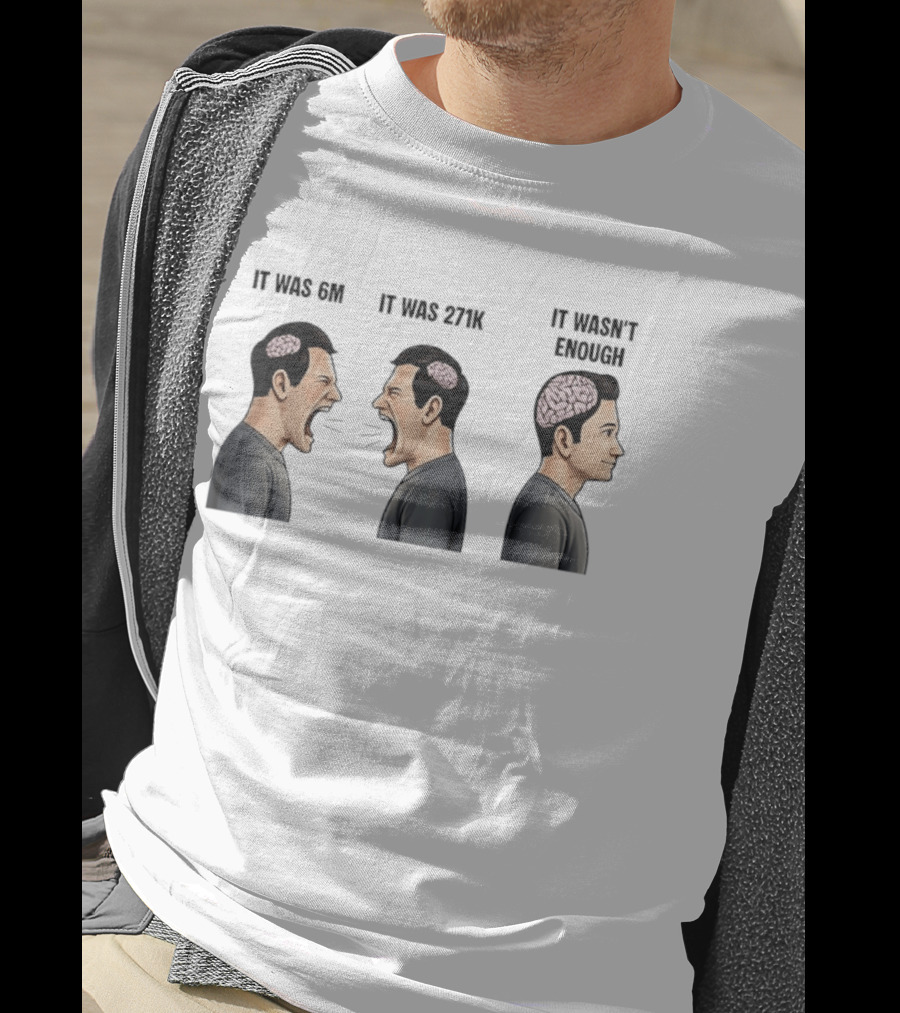 It Was 6M It Was 271K It Wasn't Enough Brain Scream Meme T-Shirt