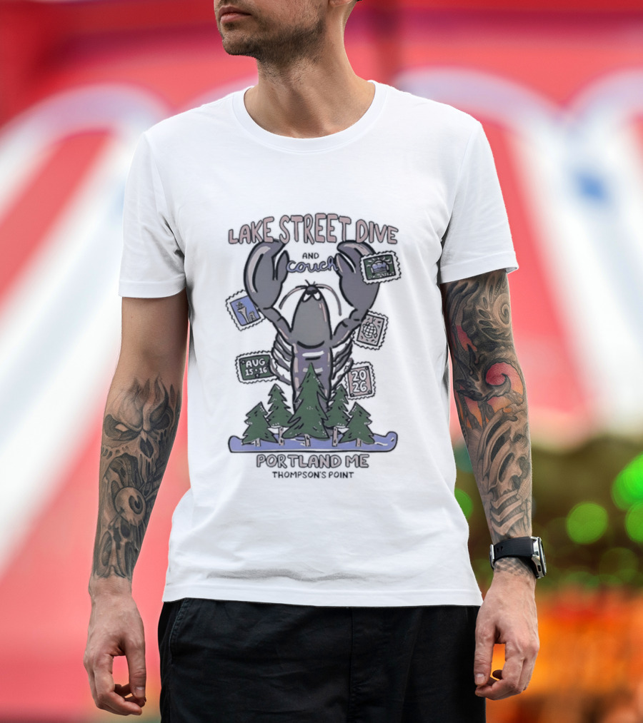 Lake Street Dive Portland ME Thompson's Point 2026 Lobster Trees Ski T-Shirt