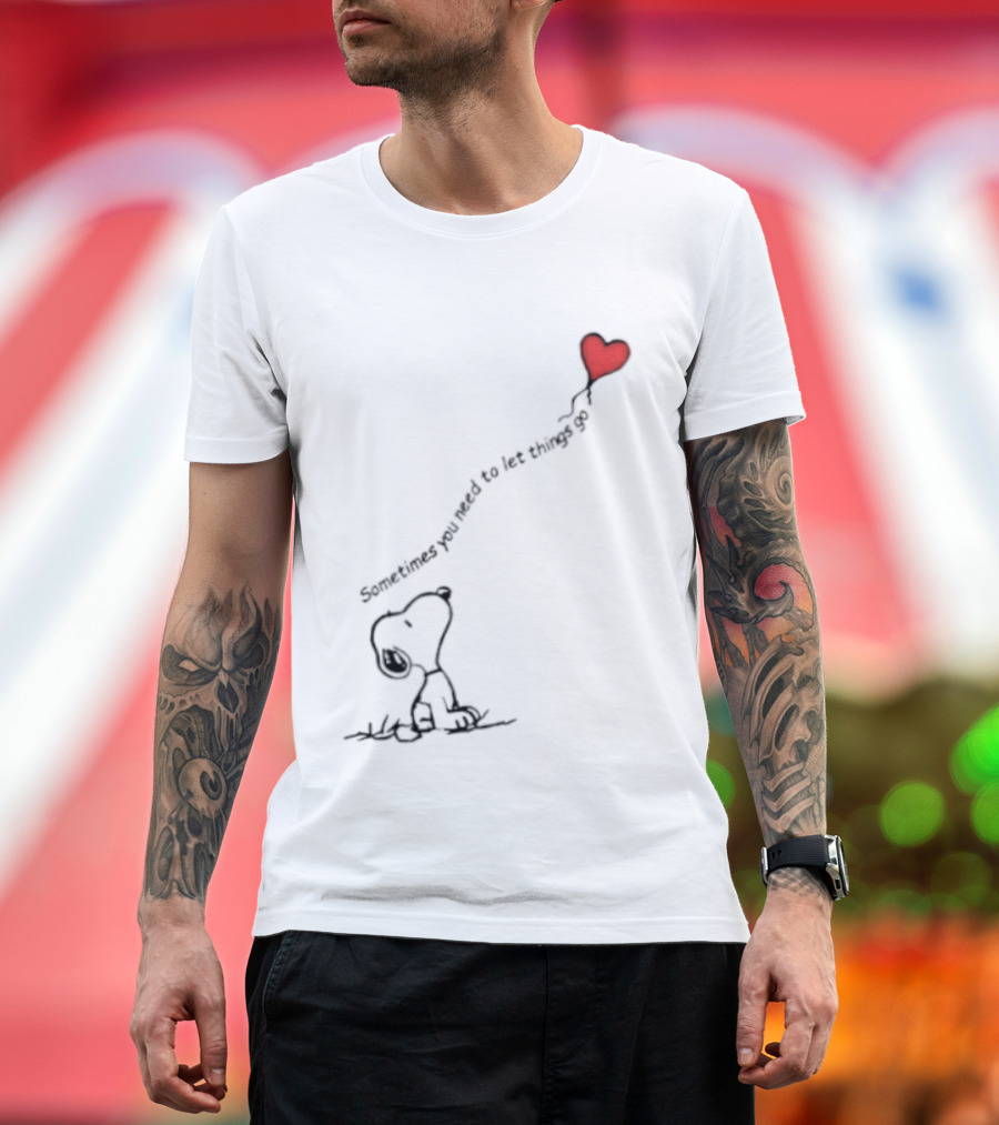 Snoopy Sometimes You Need To Let Things Go Heart Balloon Peanuts T-Shirt
