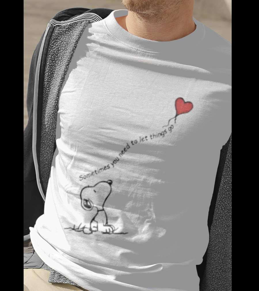 Snoopy Sometimes You Need To Let Things Go Heart Balloon Peanuts T-Shirt