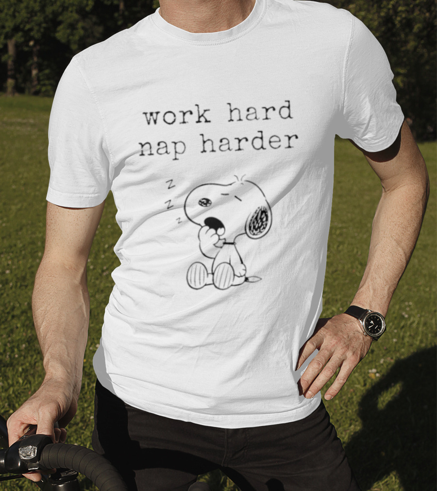 Snoopy Work Hard Nap Harder Peanuts Charlie Brown Zzz T-Shirt