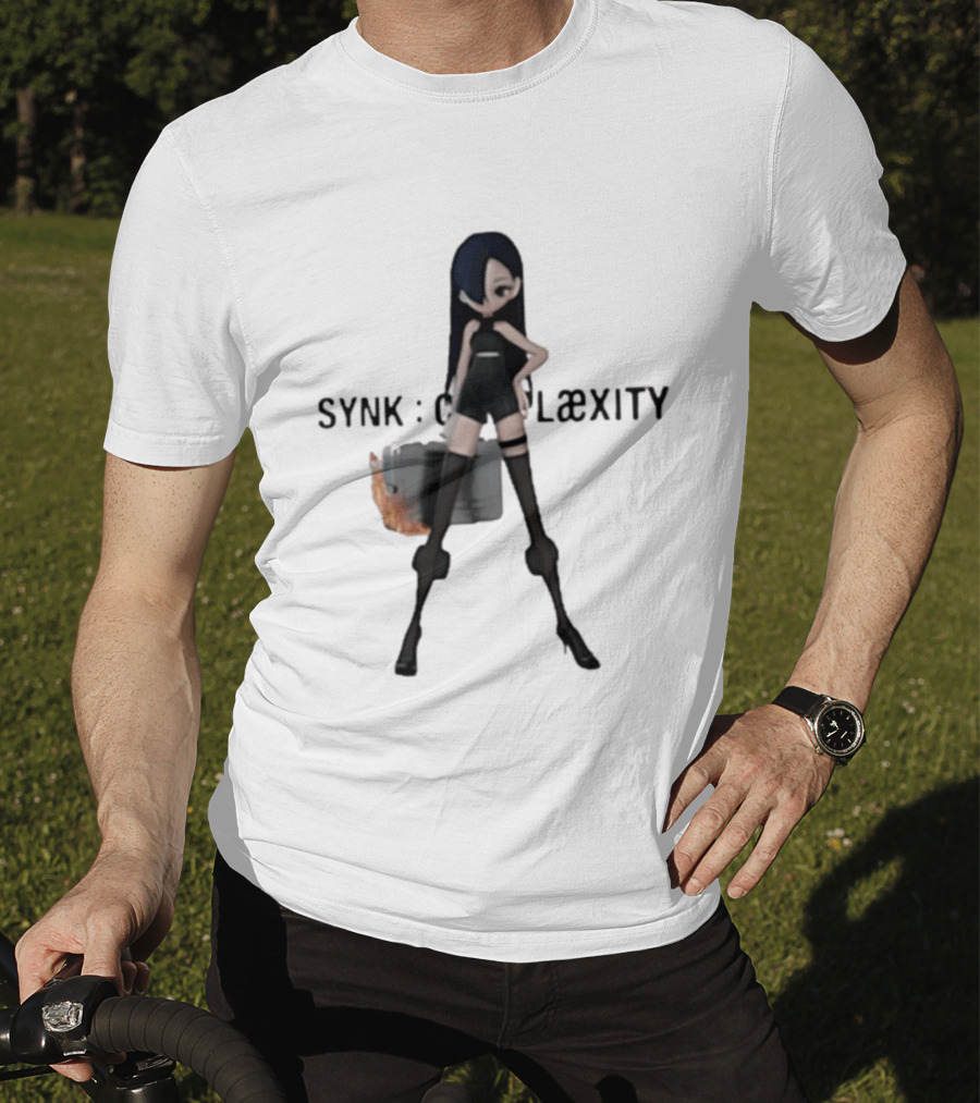 SYNK COMPLaeXITY Mysterious Anime Character With Burning Suitcase T-Shirt