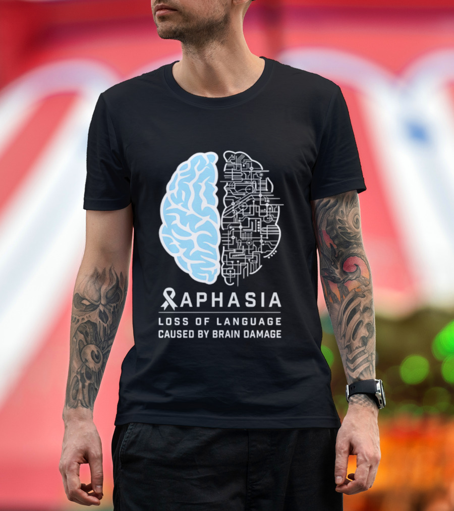 Aphasia Awareness Ribbon Brain Design Loss Of Language Caused By Brain Damage T-Shirt