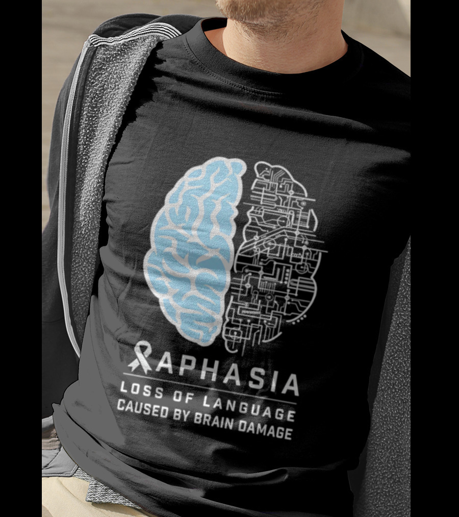 Aphasia Awareness Ribbon Brain Design Loss Of Language Caused By Brain Damage T-Shirt