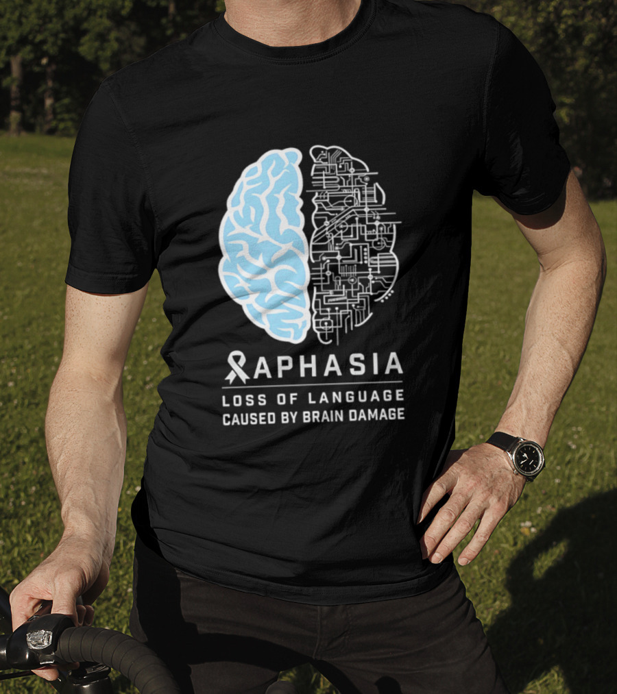 Aphasia Awareness Ribbon Brain Design Loss Of Language Caused By Brain Damage T-Shirt