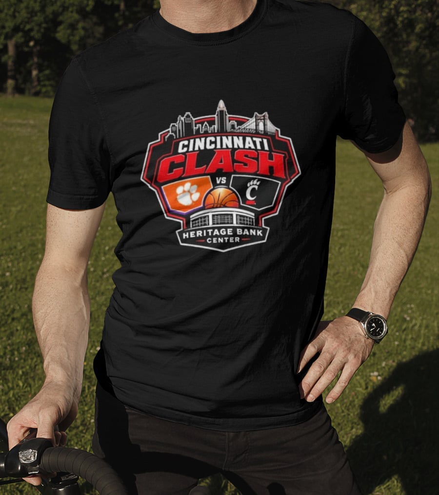Clemson Vs Cincy Cincinnati Clash Heritage Bank Center 2026 T-Shirt
