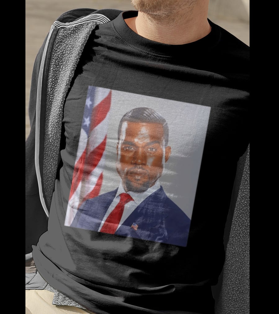 Kanye West Ye Political Portrait American Flag Suit And Tie T-Shirt