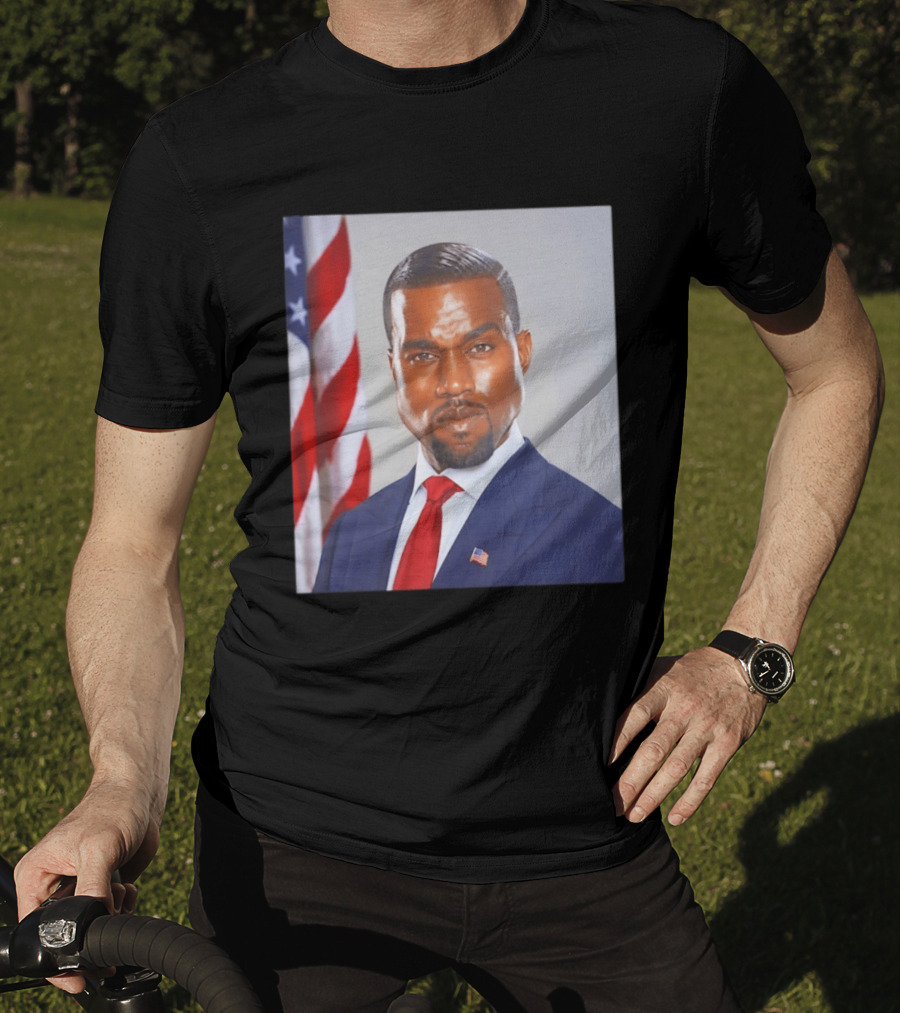 Kanye West Ye Political Portrait American Flag Suit And Tie T-Shirt
