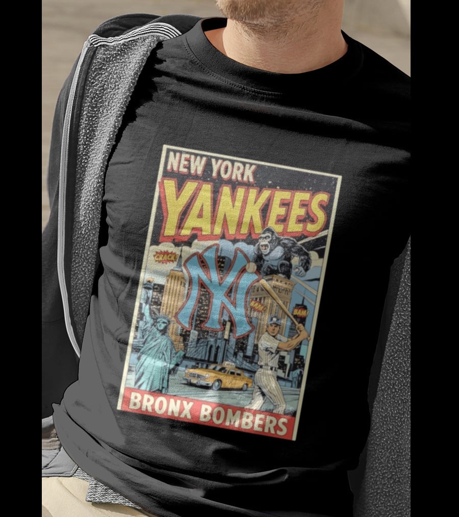 New York Yankees Bronx Bombers King Kong Baseball Statue Of Liberty Taxi Skyline T-Shirt