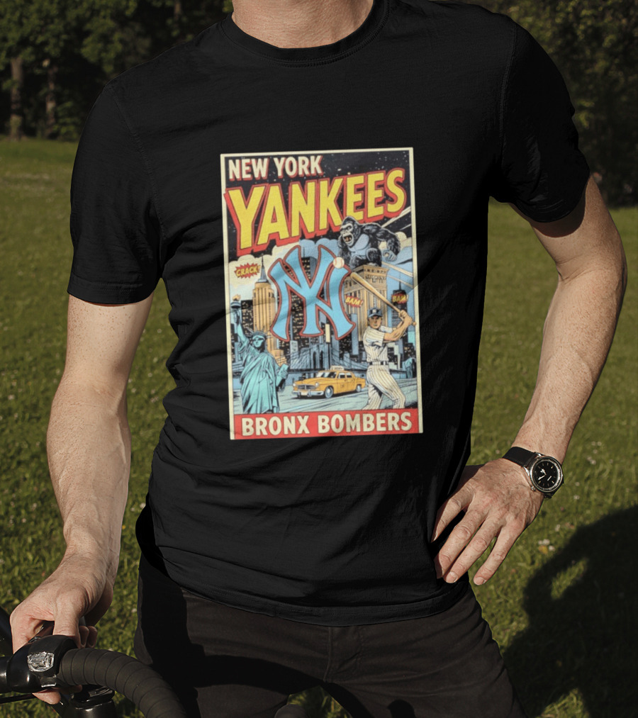 New York Yankees Bronx Bombers King Kong Baseball Statue Of Liberty Taxi Skyline T-Shirt