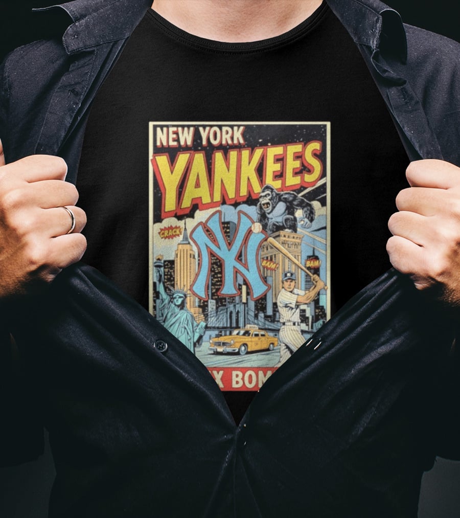 New York Yankees Bronx Bombers King Kong Baseball Statue Of Liberty Taxi Skyline T-Shirt