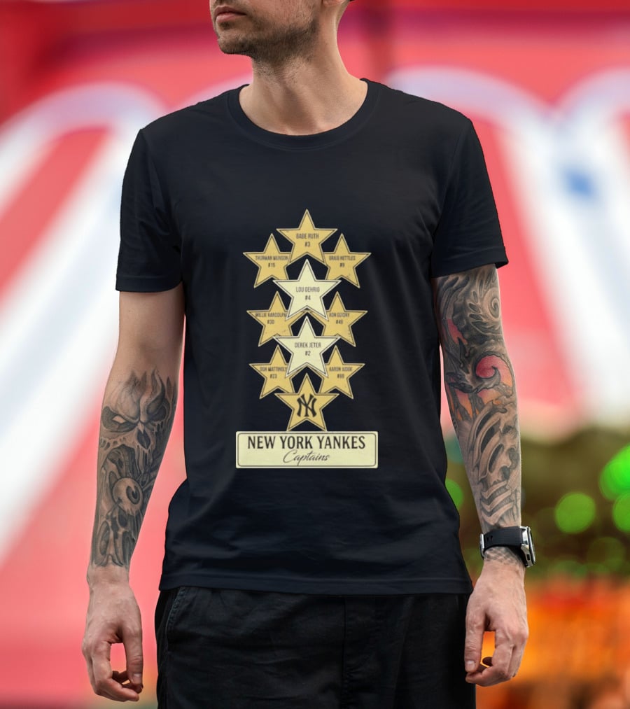 New York Yankees Captains Babe Ruth Lou Gehrig Derek Jeter Thurman Munson Graig Nettles Willie Randolph Ron Guidry Don Mattingly Aaron Judge T-Shirt