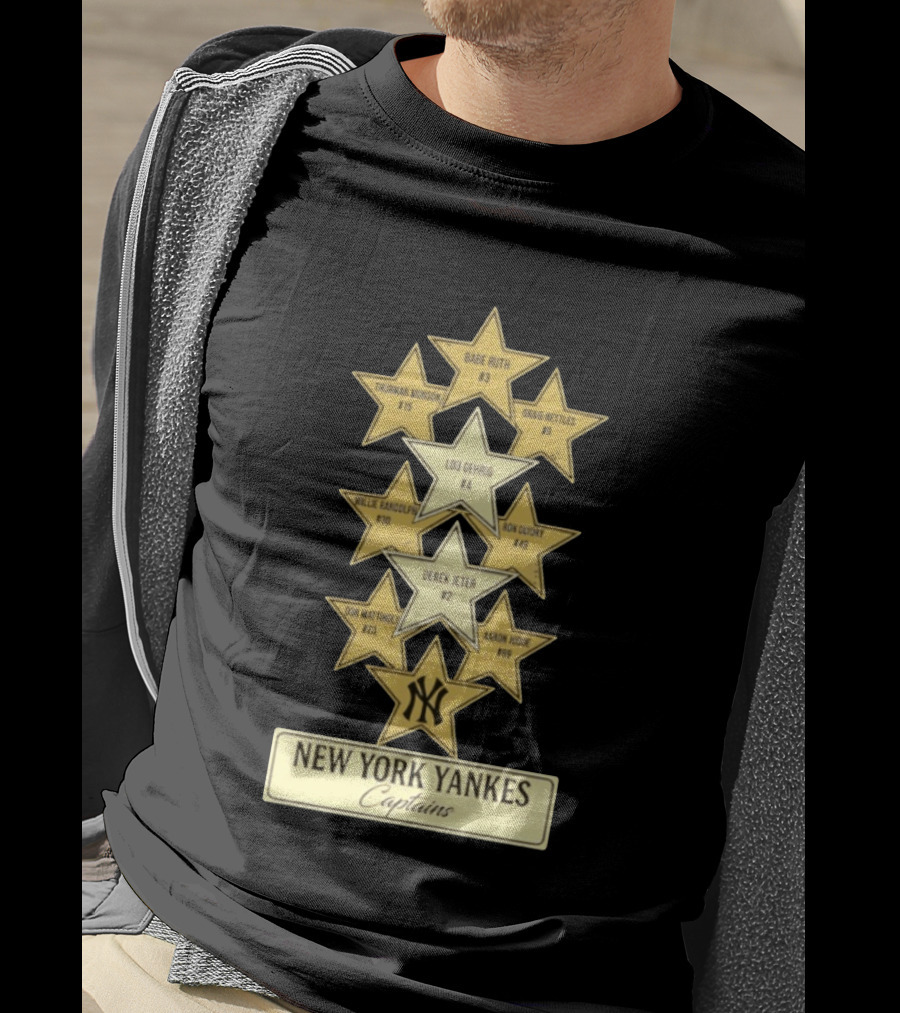 New York Yankees Captains Babe Ruth Lou Gehrig Derek Jeter Thurman Munson Graig Nettles Willie Randolph Ron Guidry Don Mattingly Aaron Judge T-Shirt