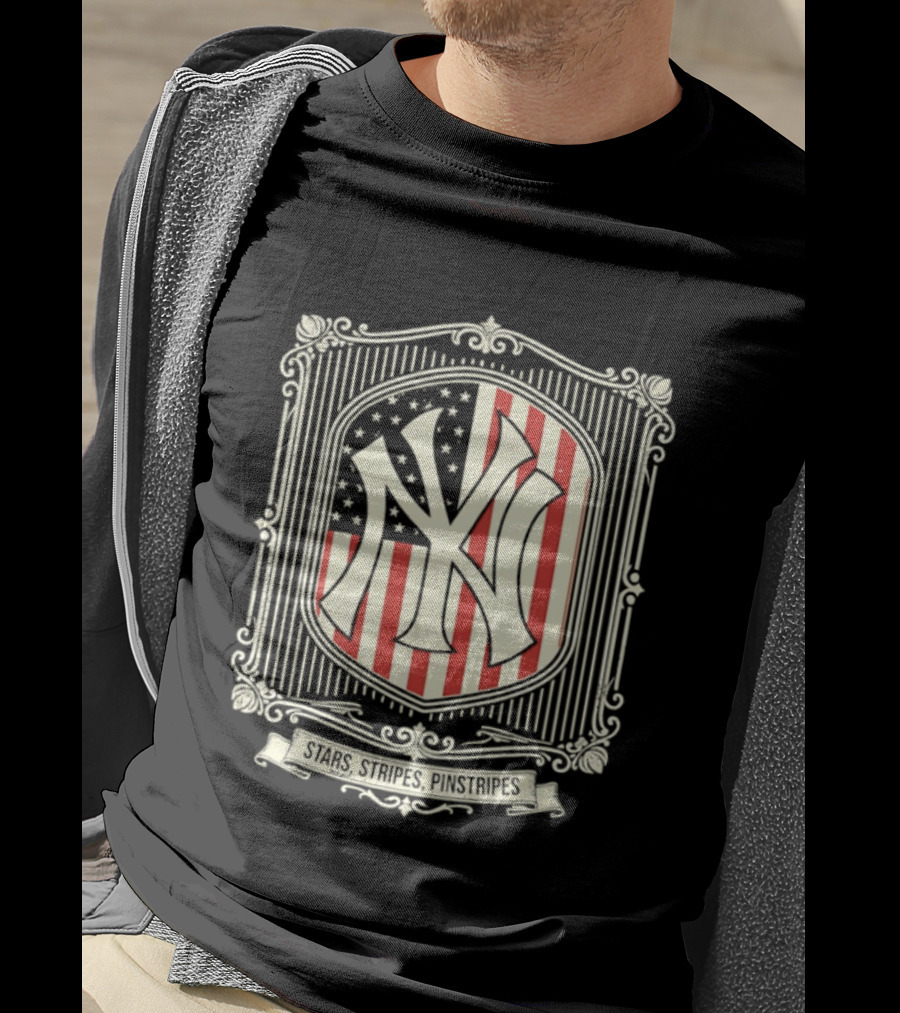 Yankees Stars And Stripes Pinstripes American Flag Baseball T-Shirt