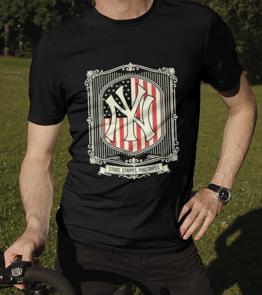 Yankees Stars And Stripes Pinstripes American Flag Baseball T-Shirt