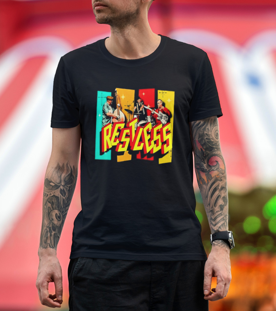 Restless Band Rockabilly Psychobilly Music Members Colorful Performance T-Shirt