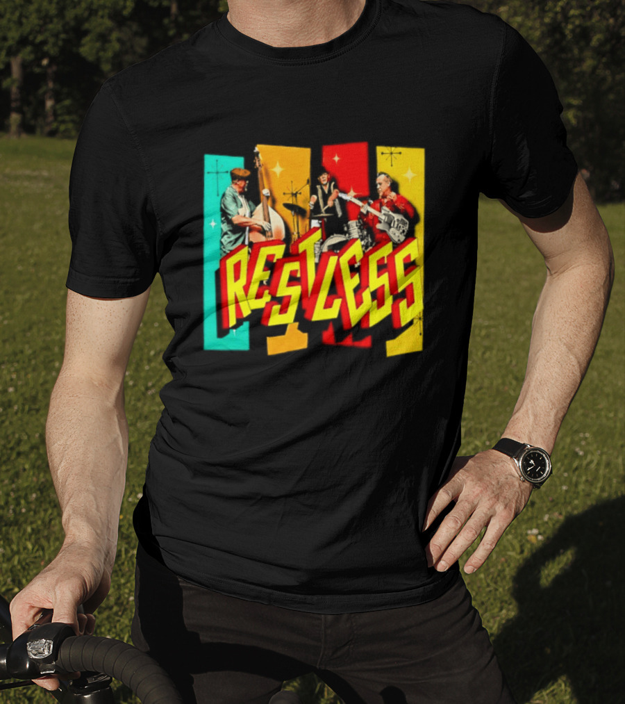 Restless Band Rockabilly Psychobilly Music Members Colorful Performance T-Shirt