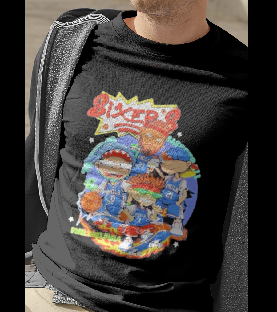 Philadelphia Sixers Basketball Rugrats Characters T-Shirt